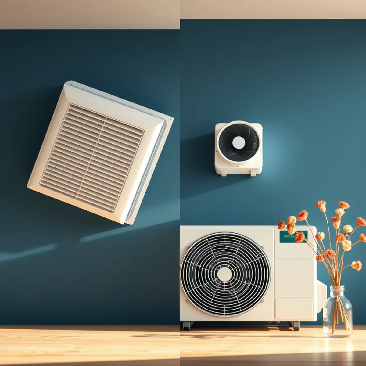 Wall-mounted ductless mini-split head installed in a finished room next to a window